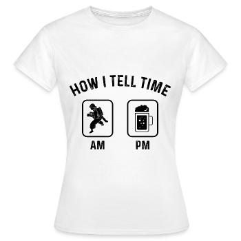 Comment dire l’heure à PM - (2) - T-shirt Femme - blanc - Devant - AI Model Female 172 dark (172cm)