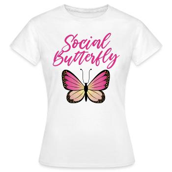 Sozialer Schmetterling - Frauen T-Shirt - Weiß - Vorne - AI Model Female 172 dark (172cm)