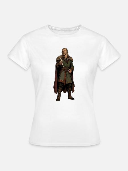 Viking-Krieger mit Kelch und Pelz - Frauen T-Shirt - Weiß