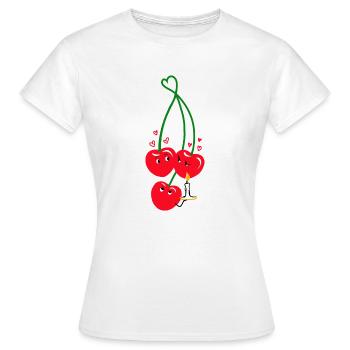 Trois cerises - T-shirt Femme - blanc - Devant - AI Model Female 172 dark (172cm)