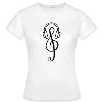 Ich liebe Musik - Notenschlüssel mit Kopfhörer - Frauen T-Shirt - Weiß - Vorne - AI Model Female 172 dark (172cm)