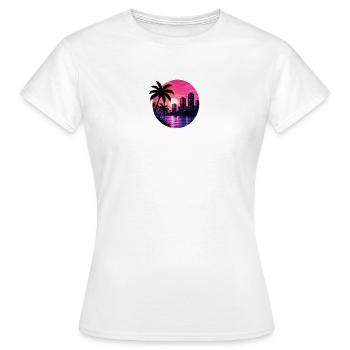 Neon Palm City Sunset - Women's T-Shirt - white - Front - AI Model Female 172 dark (172cm)