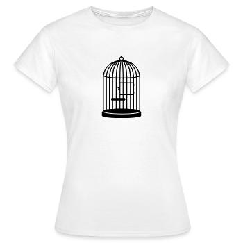 cage vide fermé / empty cage (closed, 1c) - T-shirt Femme - blanc - Devant - AI Model Female 172 dark (172cm)
