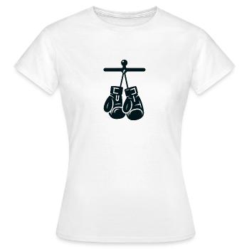 Boxhandschuhe - Frauen T-Shirt - Weiß - Vorne - AI Model Female 172 dark (172cm)