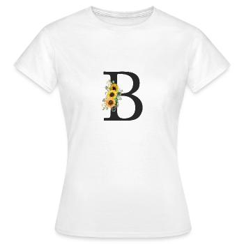 B Monogramm Sonnenblumen - Frauen T-Shirt - Weiß - Vorne - AI Model Female 172 dark (172cm)