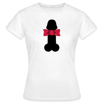 Penis Geschenk Schleife, Sir Penis - Frauen T-Shirt - Weiß - Vorne - AI Model Female 172 dark (172cm)