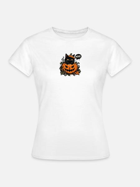 Halloween-Kater im Kürbis NOPE - Frauen T-Shirt - Weiß