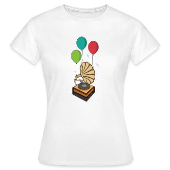 Gramophone avec ballons - T-shirt Femme - blanc - Devant - AI Model Female 172 dark (172cm)
