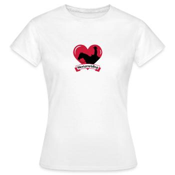 Équitation Western / j'aime l'équitation western - T-shirt Femme - blanc - Devant - AI Model Female 172 dark (172cm)