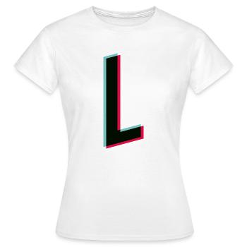 L - letter - L - Women's T-Shirt - white - Front - AI Model Female 172 dark (172cm)