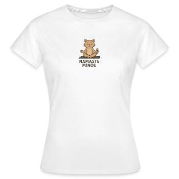 Namaste Minou Zen - T-shirt Femme - blanc - Devant - AI Model Female 172 dark (172cm)
