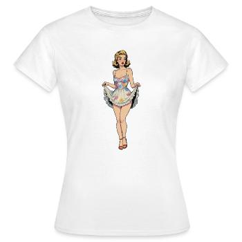 Pin-up-Mädchen im Sommerkleid - Frauen T-Shirt - Weiß - Vorne - AI Model Female 172 dark (172cm)
