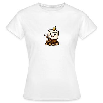 Des guimauves câlines près du feu de camp - T-shirt Femme - blanc - Devant - AI Model Female 172 dark (172cm)