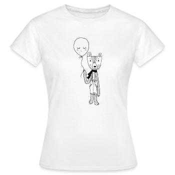 Bär mit Ballon Latzhose - Frauen T-Shirt - Weiß - Vorne - AI Model Female 172 dark (172cm)
