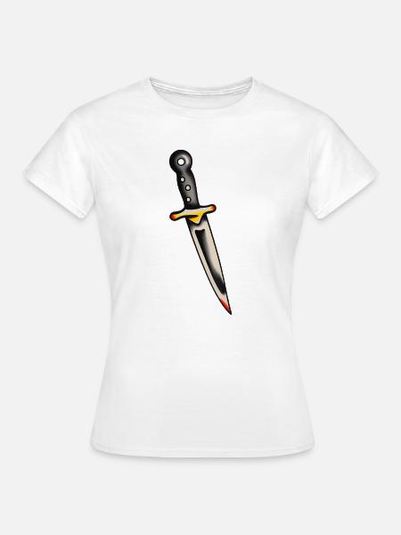Klassischer Tattoo-Dolch - Frauen T-Shirt - Weiß