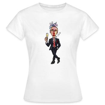 Surrealer Anzugheld mit sektglas - Frauen T-Shirt - Weiß - Vorne - AI Model Female 172 dark (172cm)