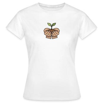 Hände schützen Pflanze Wachstum - Frauen T-Shirt - Weiß - Vorne - AI Model Female 172 dark (172cm)