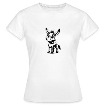 Mignon petit âne dessin au crayon - T-shirt Femme - blanc - Devant - AI Model Female 172 dark (172cm)