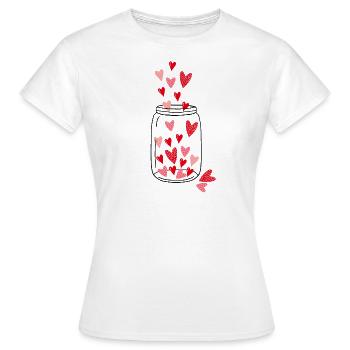 Valentines jar with hearts - Frauen T-Shirt - Weiß - Vorne - AI Model Female 172 dark (172cm)