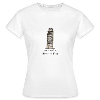 the cursive tower of Pisa - crooked versus italic - Women's T-Shirt - white - Front - AI Model Female 172 dark (172cm)