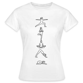 Yoga Flow - 5 postures minimalistes en art lineal - T-shirt Femme - blanc - Devant - AI Model Female 172 dark (172cm)