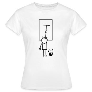 Mann putzt Fenster - Frauen T-Shirt - Weiß - Vorne - AI Model Female 172 dark (172cm)