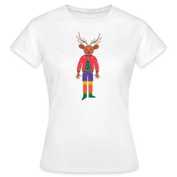 Le petit renne dans son pull de Noël - T-shirt Femme - blanc - Devant - AI Model Female 172 dark (172cm)
