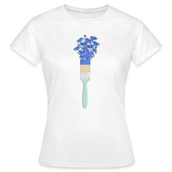 Floral paint brush - Women's T-Shirt - white - Front - AI Model Female 172 dark (172cm)