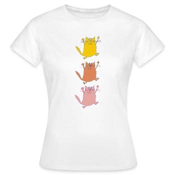 Trio de chats en danse - T-shirt Femme - blanc - Devant - AI Model Female 172 dark (172cm)