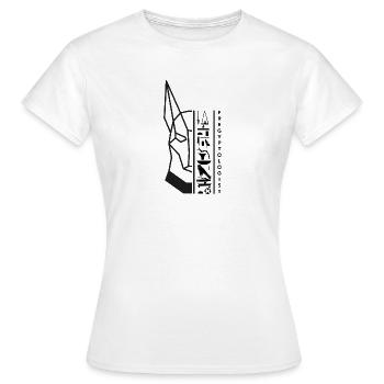 Hiéroglyphes Anubis - motif noir by Fregyptologist - T-shirt Femme - blanc - Devant - AI Model Female 172 dark (172cm)