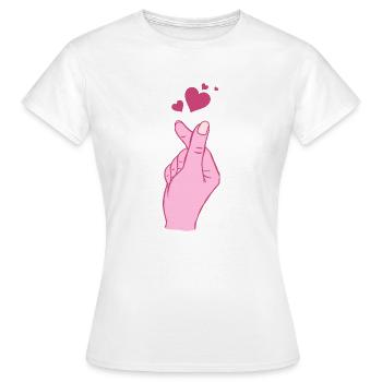 Finger Heart Korean Pop Music Hand Symbol - Frauen T-Shirt - Weiß - Vorne - AI Model Female 172 dark (172cm)