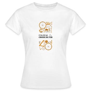 J'peux pas, j'ai vélo. Col de la Croix de Fer. - T-shirt Femme - blanc - Devant - AI Model Female 172 dark (172cm)