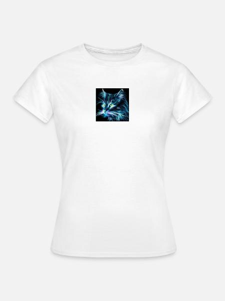Neon-Katzenkopf im Energieschimmer - Frauen T-Shirt - Weiß