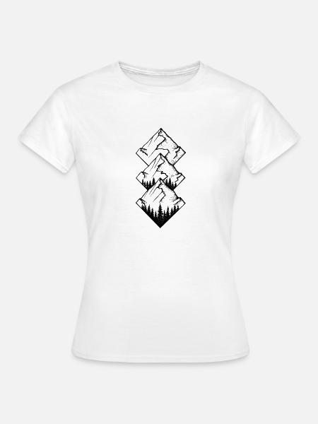 Geometrisches Bergdesign (schwarz) - Frauen T-Shirt - Weiß