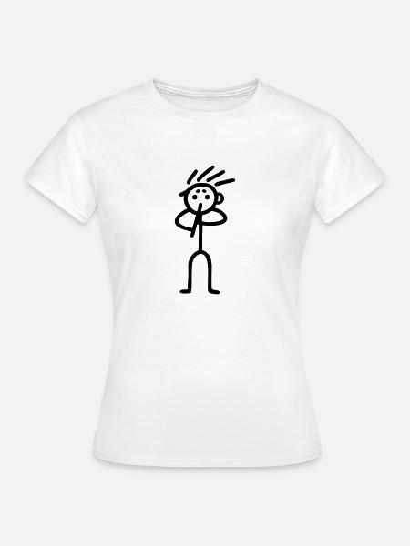 Strichmännchen Flöter - Frauen T-Shirt - Weiß