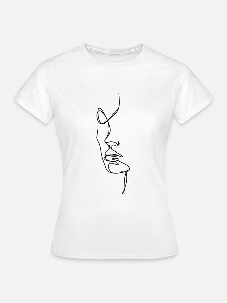 Ein Linie. Gesicht - Frauen T-Shirt - Weiß