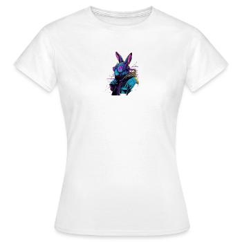 Neon Rabbit Cyberpunk - Frauen T-Shirt - Weiß - Vorne - AI Model Female 172 dark (172cm)