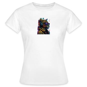 Leopard Neon DJ mit Kopfhörern und Schutzbrille - Frauen T-Shirt - Weiß - Vorne - AI Model Female 172 dark (172cm)