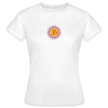 Om sun, Buddhism, yoga, spiritual, meditation - Women's T-Shirt - white - Front - AI Model Female 172 dark (172cm)
