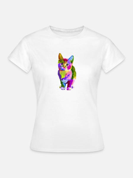 Bunte Katze - Frauen T-Shirt - Weiß