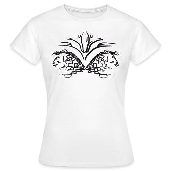 Zwei Pferde Köpfe mit Lilie - Frauen T-Shirt - Weiß - Vorne - AI Model Female 172 dark (172cm)