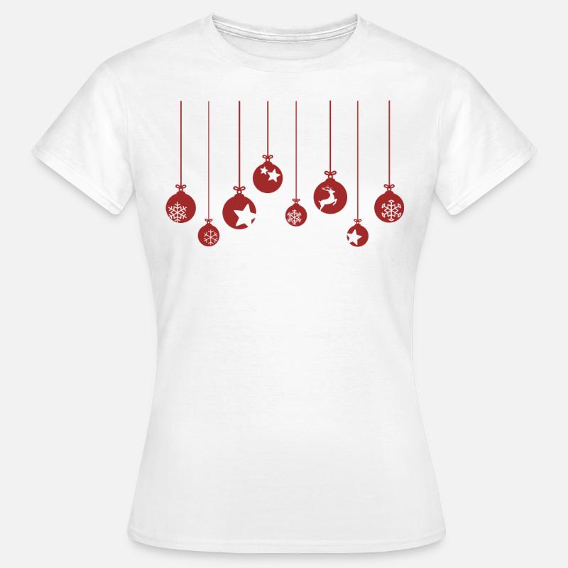 Weihnachtskugeln in dunkelrot - Frauen T-Shirt - Weiß