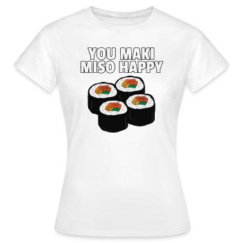 Sushi Maki Nigiri Chinesisch Stäbchen Geschenk - Frauen T-Shirt - Weiß - Vorne - AI Model Female 172 dark (172cm)