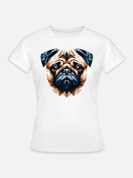 Polygon Hund, Digitale Kunst Tier Mops - Frauen T-Shirt - Weiß