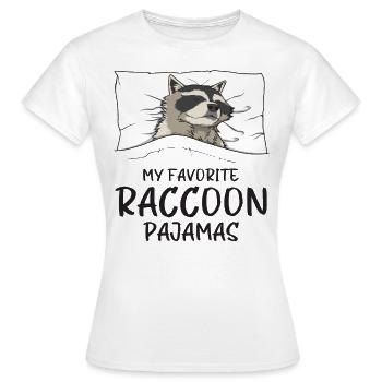 Schlafanzug Waschbär Schlafshirt - Frauen T-Shirt - Weiß - Vorne - AI Model Female 172 dark (172cm)