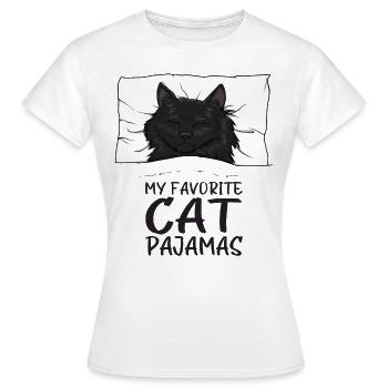 Katze Schlafanzug Schlafshirt - Frauen T-Shirt - Weiß - Vorne - AI Model Female 172 dark (172cm)