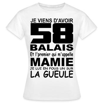 58 ans / anniversaire 58 ans / cadeau 58 ans - T-shirt Femme - blanc - Devant - AI Model Female 172 dark (172cm)