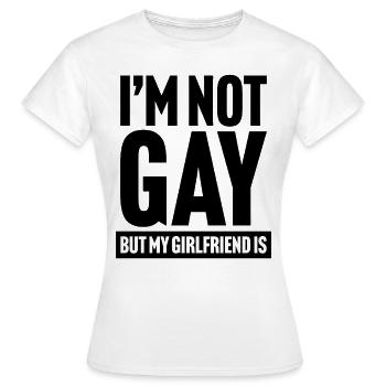 Ich bin nicht schwul, aber meine Freundin ist es - Frauen T-Shirt - Weiß - Vorne - AI Model Female 172 dark (172cm)