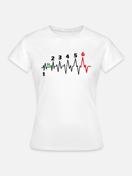 Moto 6 vitesses - ECG Adrénaline Heartbeat Biker - T-shirt Femme - blanc