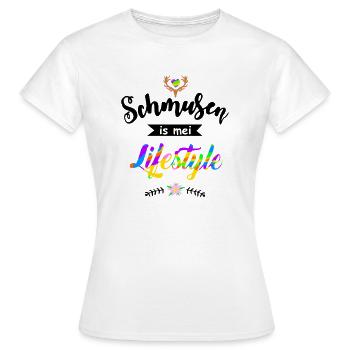 Schmusen is mei Lifestyle - Flirten Küssen Kiss me - Frauen T-Shirt - Weiß - Vorne - AI Model Female 172 dark (172cm)